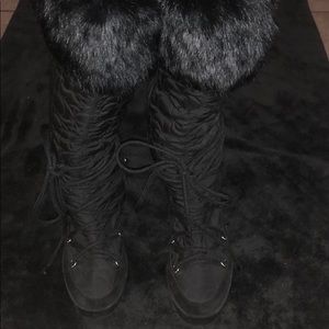 Coach Laurilyn Rabbit fur trim heeled boots